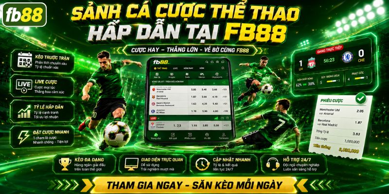 Sảnh cá cược thể thao hấp dẫn tại FB88